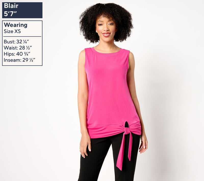 Susan Graver Every Day Liquid Knit Sleeveless Rib Trim Top w/Tie — View 5