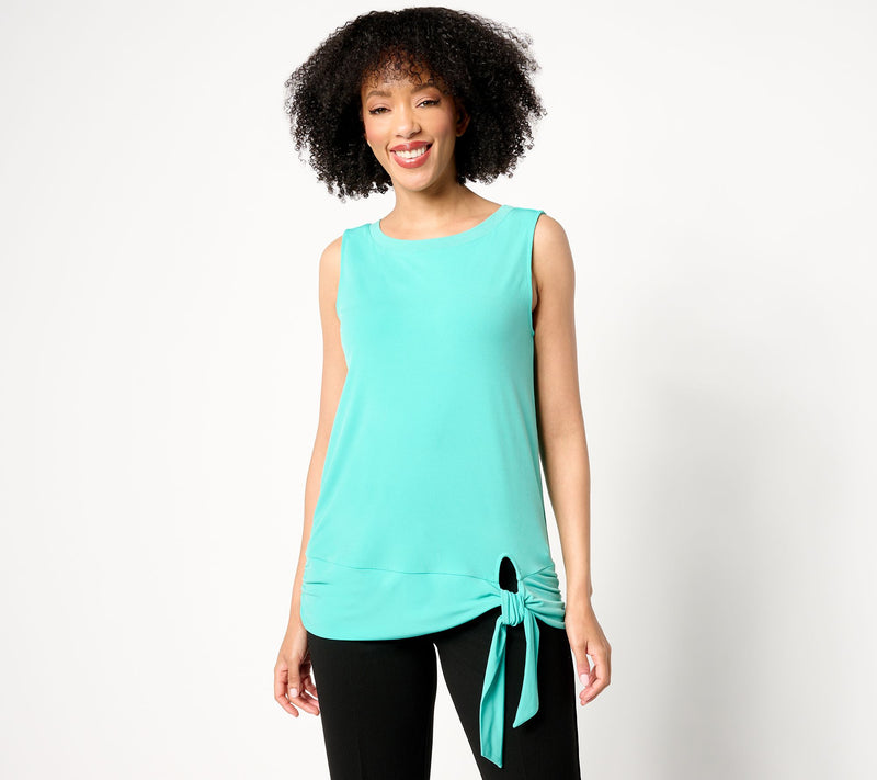 Susan Graver Every Day Liquid Knit Sleeveless Rib Trim Top w/Tie — View 14