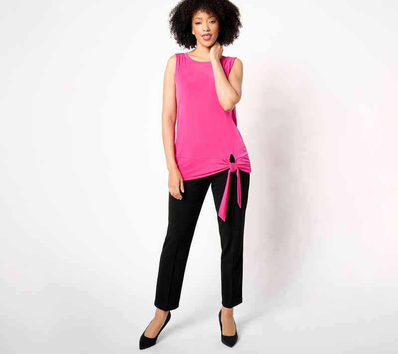 Susan Graver Every Day Liquid Knit Sleeveless Rib Trim Top w/Tie — View 7