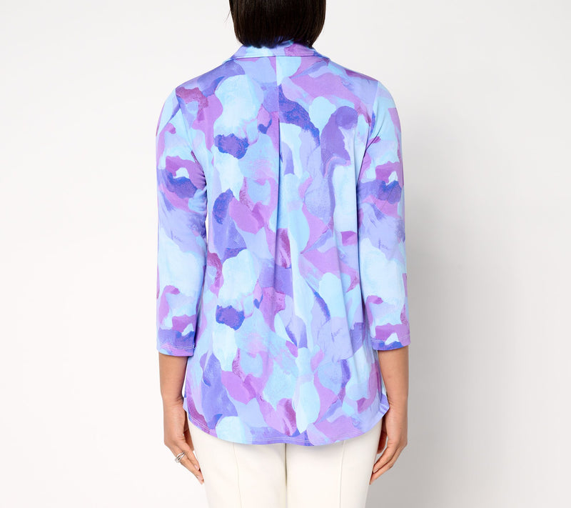 Susan Graver Regular Printed Liquid Knit Tunic w/ Embellishment — View 4