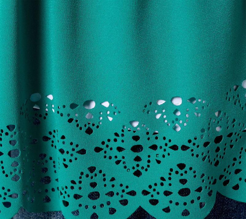GRAVER Susan Graver Regular Liquid Knit Tiered Laser Cut Cardigan — View 16