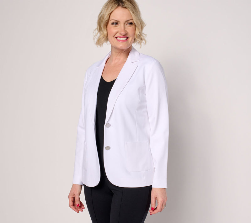 Tailored by Susan Graver Petite Sleek Ponte Blazer — View 7