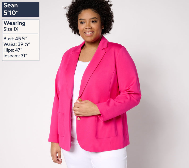 Tailored by Susan Graver Petite Sleek Ponte Blazer — View 8