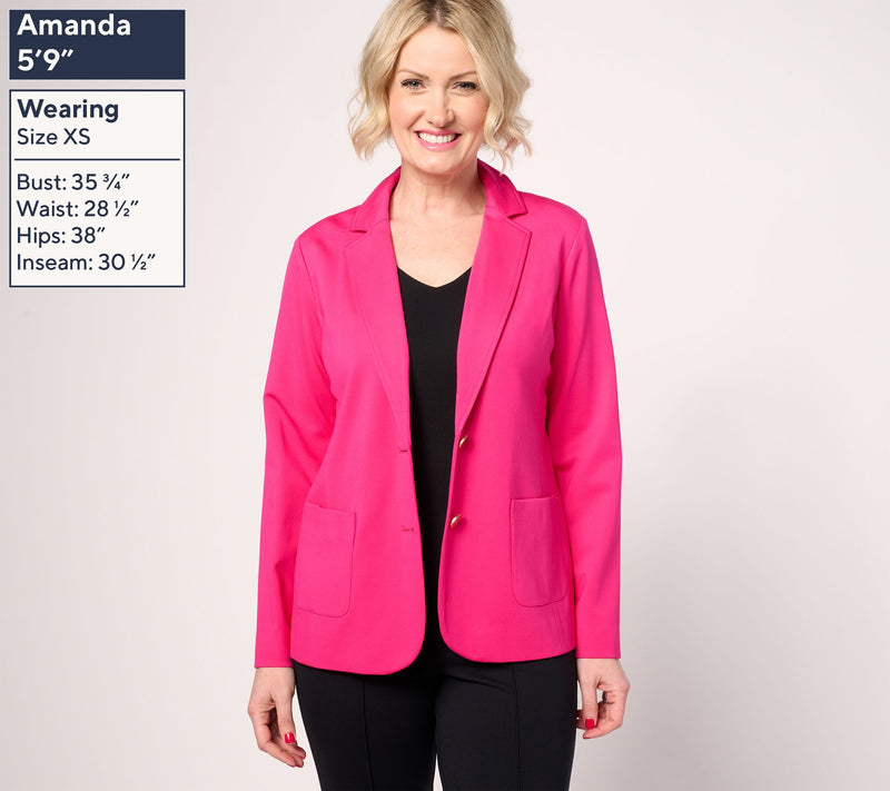 Tailored by Susan Graver Petite Sleek Ponte Blazer — View 9