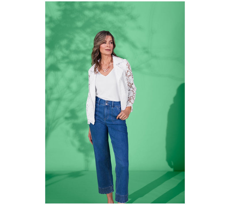 GRAVER Susan Graver Lace Puff Shoulder Moto Jacket — View 8