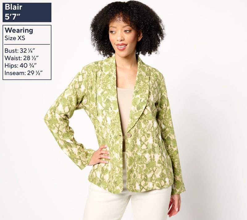 Susan Graver PURE  Printed Gauze Relaxed Shawl Collar Jacket — View 5