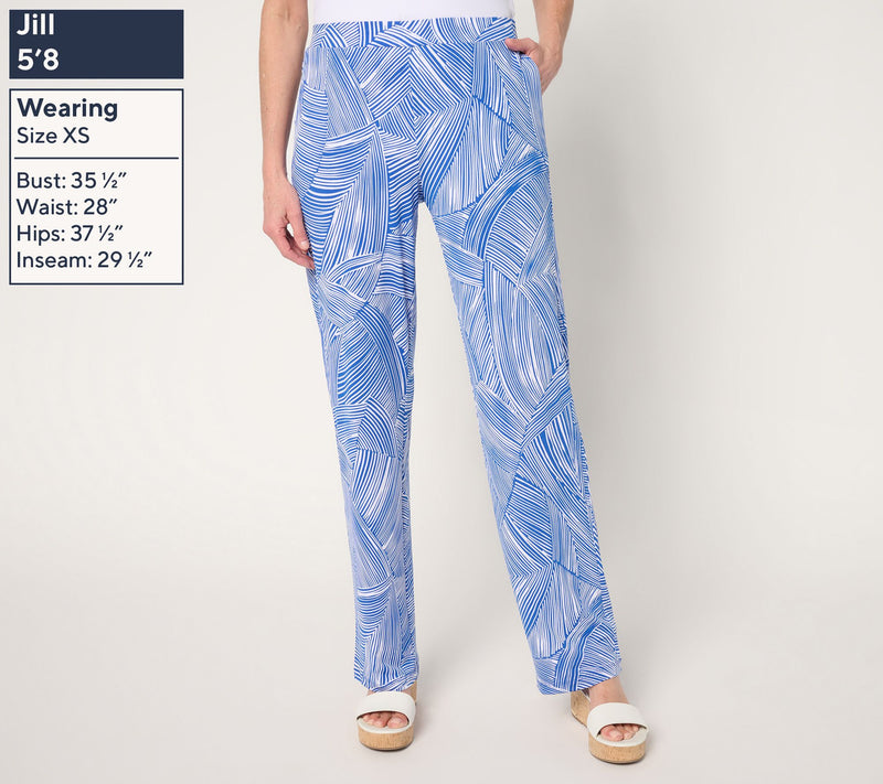 Susan Graver Regular Printed Liquid Knit Sofia Straight Leg Pants — View 11
