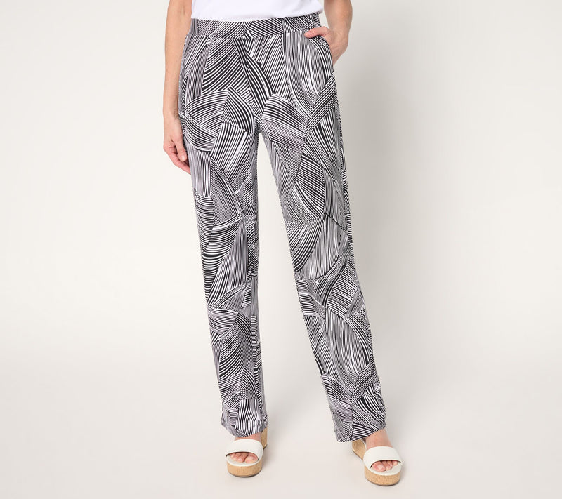 Susan Graver Regular Printed Liquid Knit Sofia Straight Leg Pants — View 5