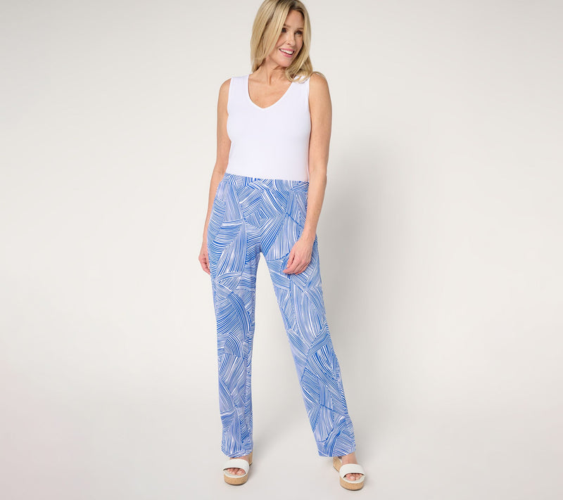 Susan Graver Regular Printed Liquid Knit Sofia Straight Leg Pants — View 13