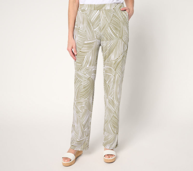 Susan Graver Regular Printed Liquid Knit Sofia Straight Leg Pants — View 9