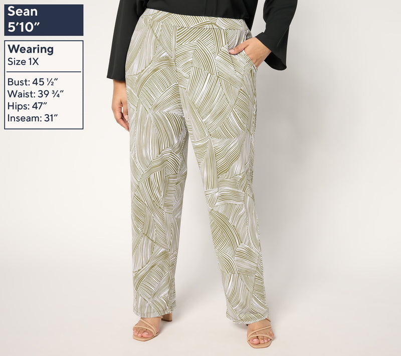 Susan Graver Petite Printed Liquid Knit Sofia Straight Leg Pants — View 10