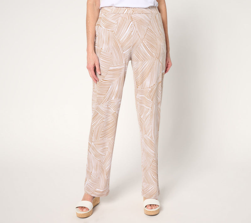 Susan Graver Petite Printed Liquid Knit Sofia Straight Leg Pants — View 3