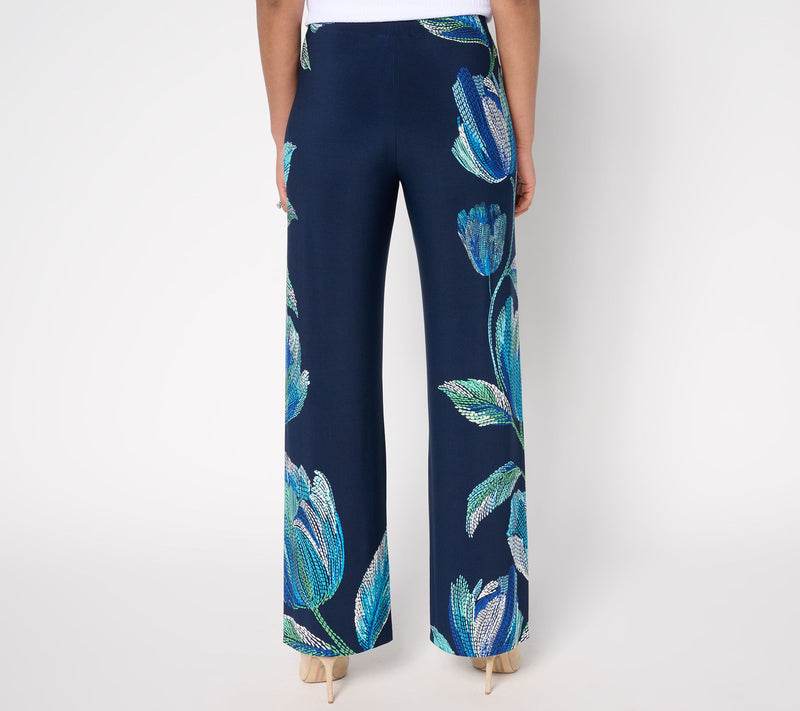 Susan Graver Regular Printed Liquid Knit Wide Leg Pants — View 4