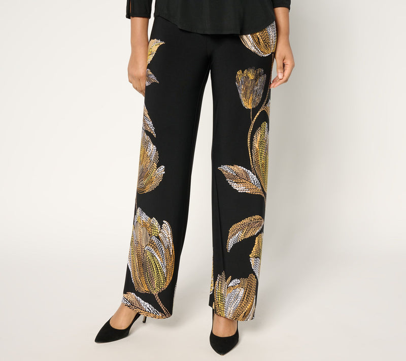Susan Graver Regular Printed Liquid Knit Wide Leg Pants — View 11