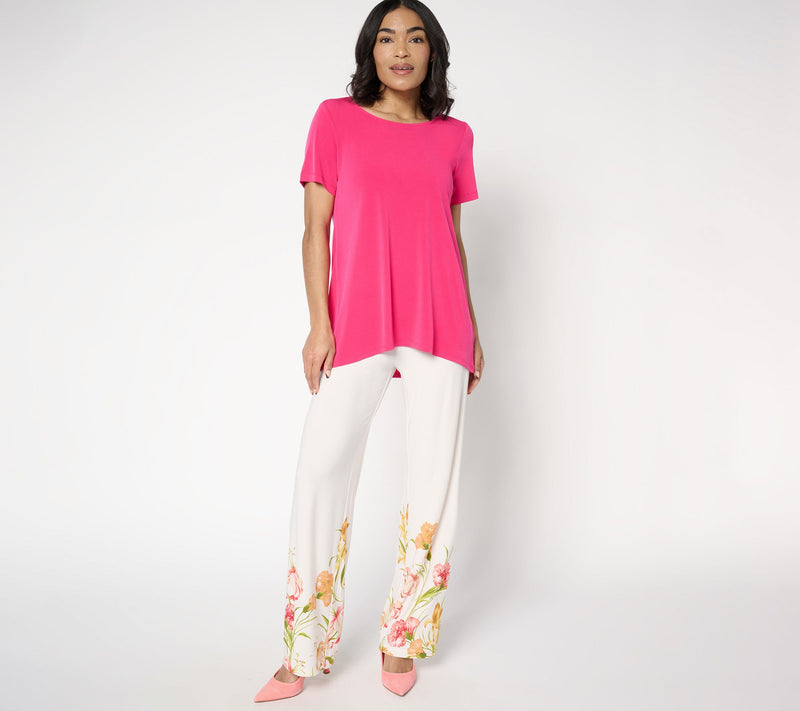 GRAVER Susan Graver Regular Printed Liquid Knit Wide Leg Pants — View 7