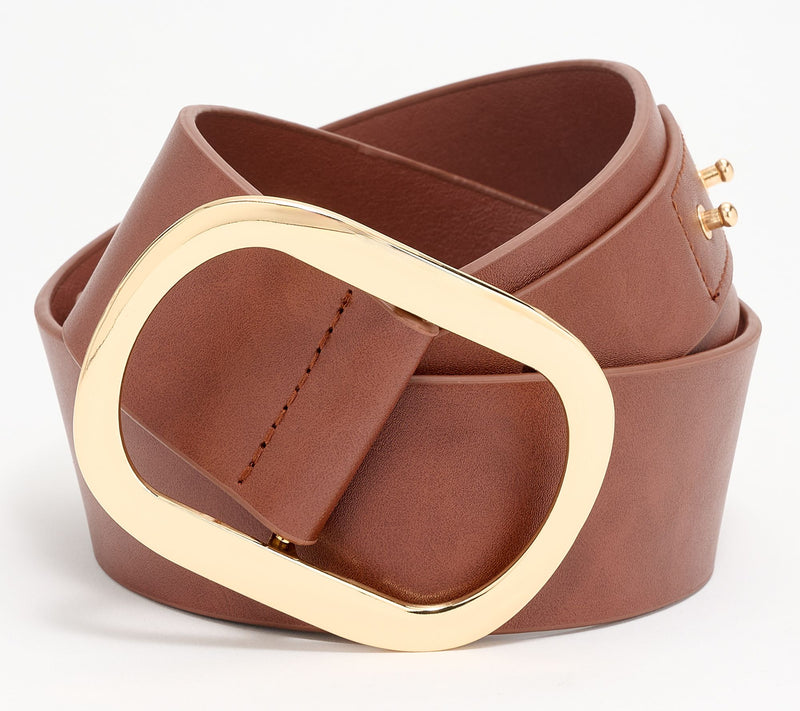Susan Graver Faux Leather Contour Belt w/ Novelty Strap & Buckle Closure — View 3