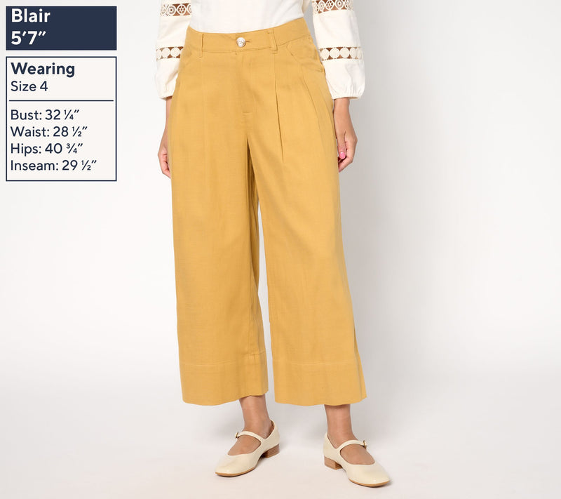 Me by Jennie Garth Regular Cara Twill Cropped Wide Leg Pants — View 2