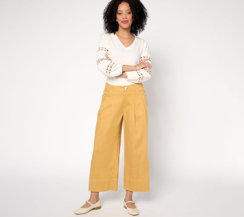 Me by Jennie Garth Regular Cara Twill Cropped Wide Leg Pants — View 4