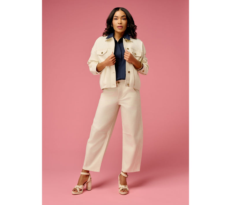 Carla Rockmore Collection Pleated Bubble Hem Denim Jacket- Indigo — View 6