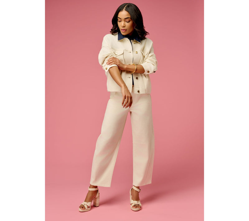 Carla Rockmore Collection Pleated Bubble Hem Denim Jacket- Indigo — View 7