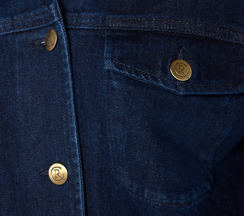 Carla Rockmore Collection Pleated Bubble Hem Denim Jacket- Ecru — View 6