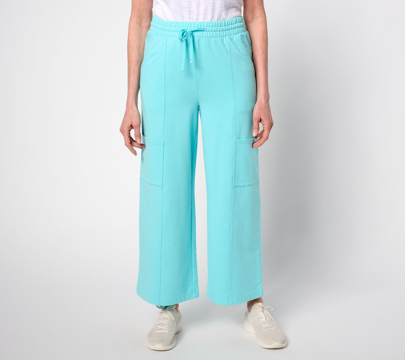 AnyBody Petite Beach Wash French Terry Wide Leg Pants — Main view