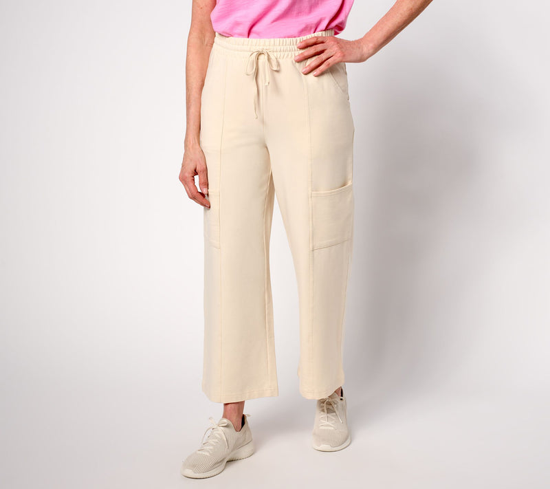 AnyBody Petite Beach Wash French Terry Wide Leg Pants — View 15