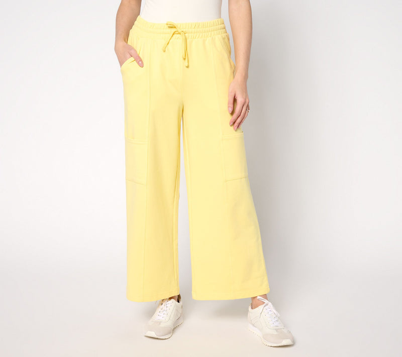 AnyBody Petite Beach Wash French Terry Wide Leg Pants — View 3