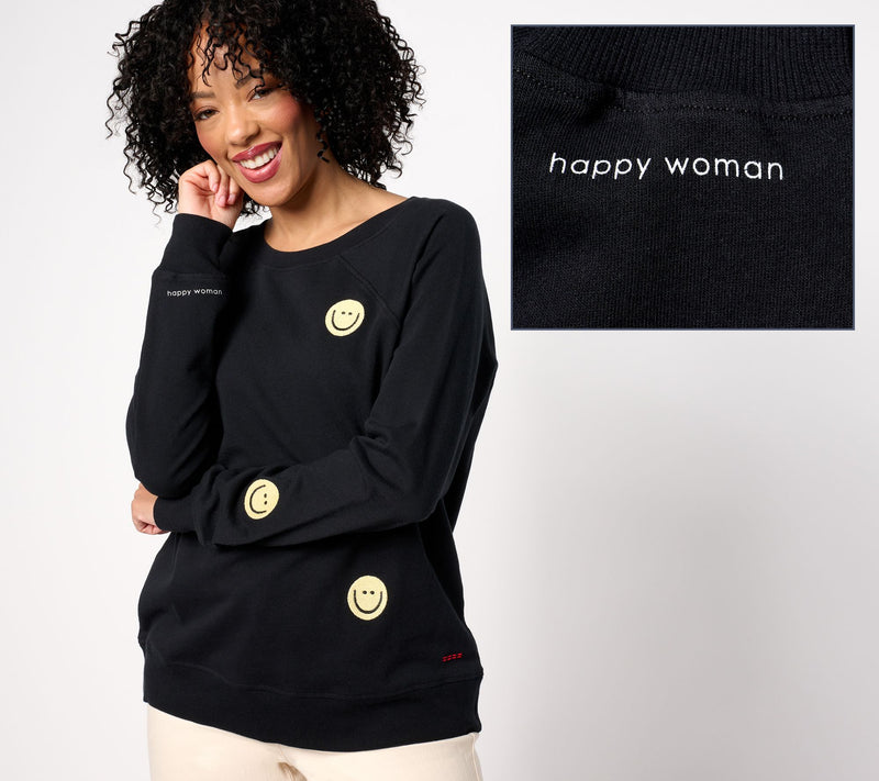 Peace Love World Embroidered French Terry Sweatshirt — View 5