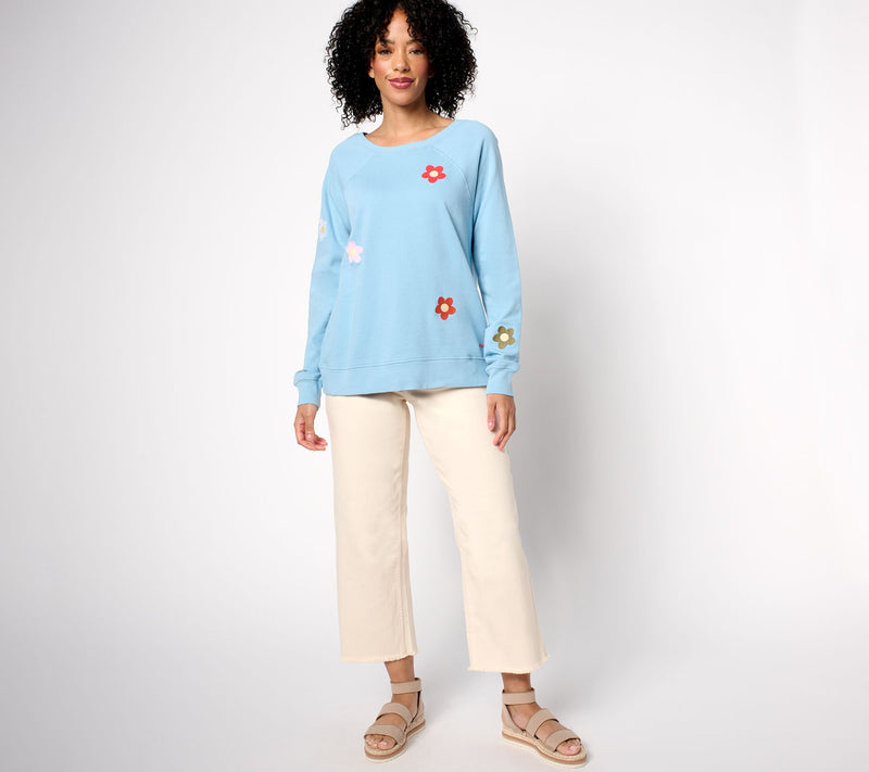 Peace Love World Embroidered French Terry Sweatshirt — View 15