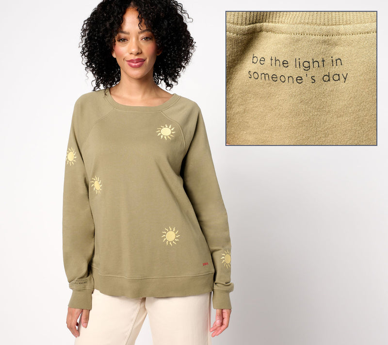 Peace Love World Embroidered French Terry Sweatshirt — View 9