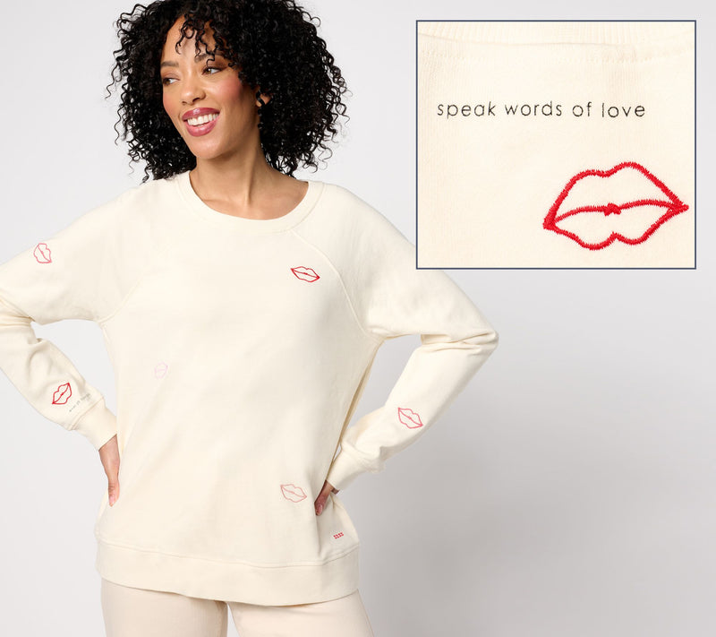Peace Love World Embroidered French Terry Sweatshirt — View 11