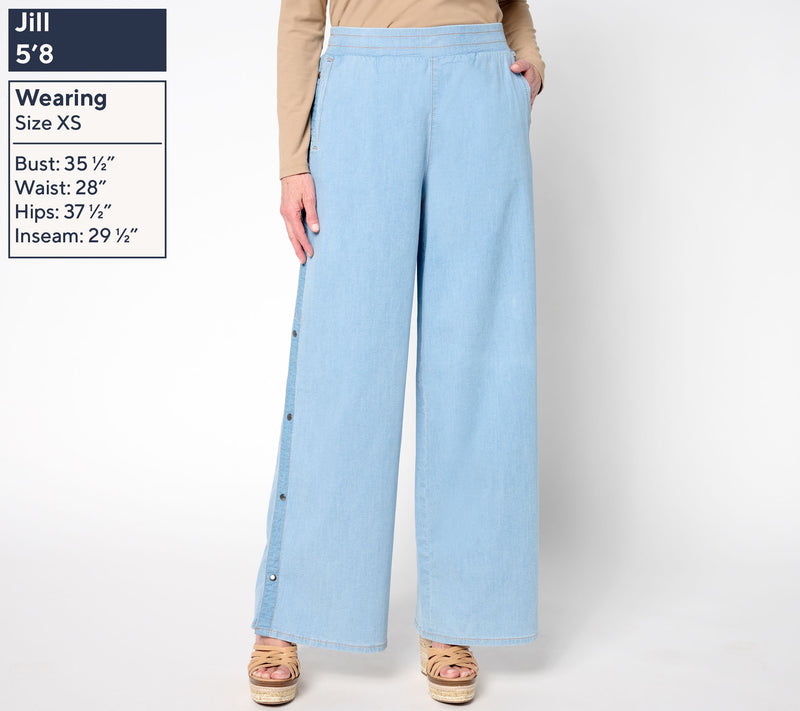 Peace Love World Petite Snap Side Full Length Denim Pant — View 3