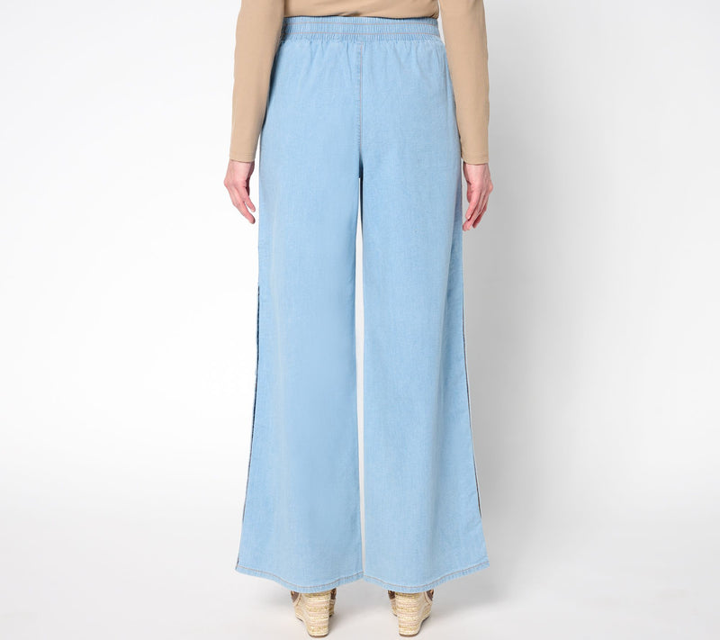 Peace Love World Petite Snap Side Full Length Denim Pant — View 4