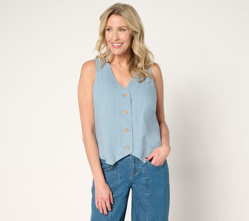 Me by Jennie Garth Luna Linen Vest — View 13