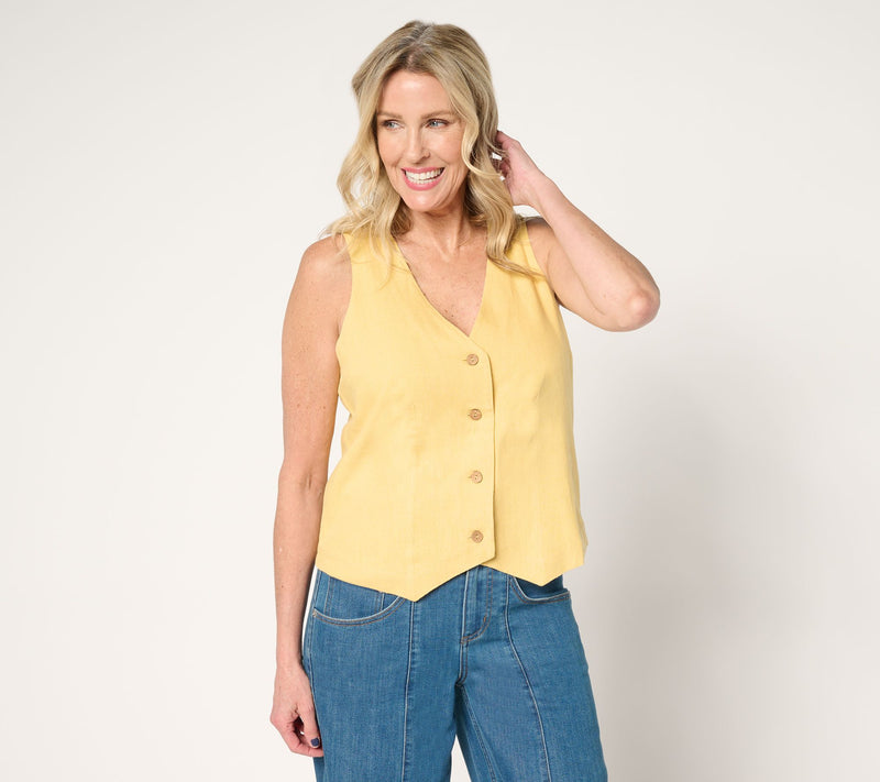 Me by Jennie Garth Luna Linen Vest — View 14