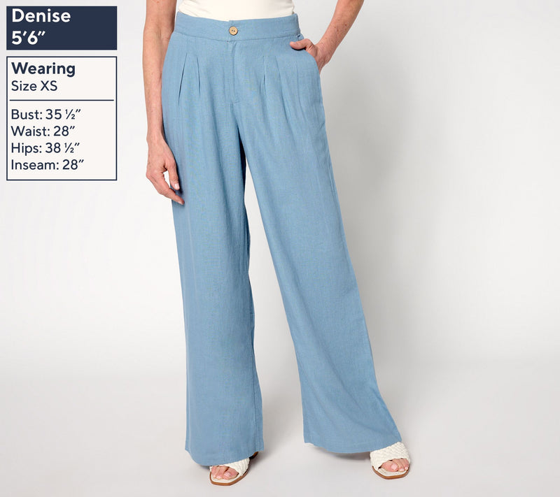 Me by Jennie Garth Regular Luna Linen Wide Leg Pants — View 9