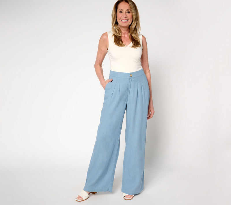 Me by Jennie Garth Regular Luna Linen Wide Leg Pants — View 11