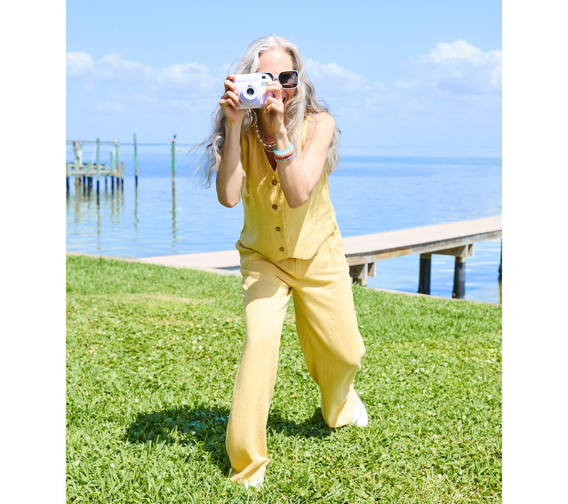 Me by Jennie Garth Regular Luna Linen Wide Leg Pants — View 13