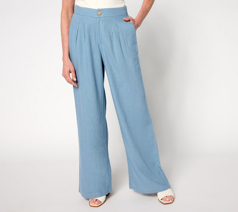 Me by Jennie Garth Regular Luna Linen Wide Leg Pants — View 3
