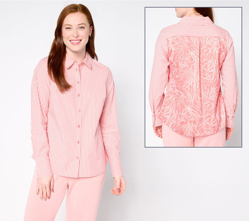 BEAUTIFUL by Lawrence Zarian Button Front Shirt with Printed Back — View 2