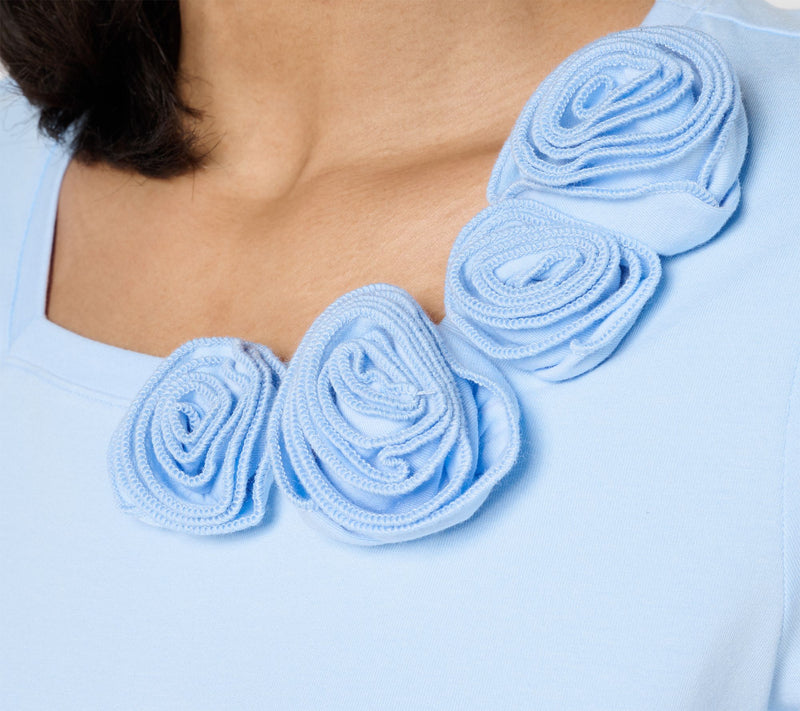 BEAUTIFUL by Lawrence Zarian Rosette Detail Elbow Sleeve Top — View 14