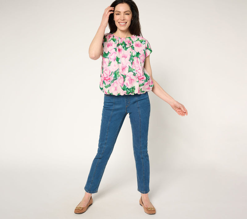 Carla Rockmore Collection 100% Cotton Cap-Sleeve Bubble Blouse — View 11