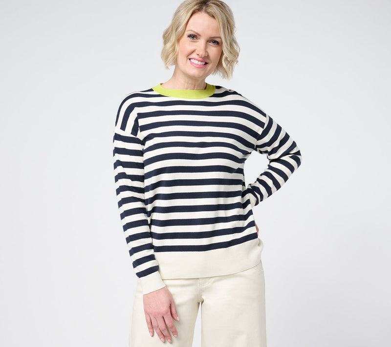 Carla Rockmore Collection Contrast Trim Striped Sweater — Main view