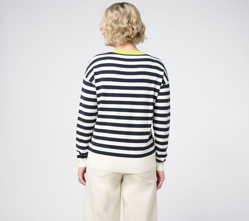 Carla Rockmore Collection Contrast Trim Striped Sweater — View 4