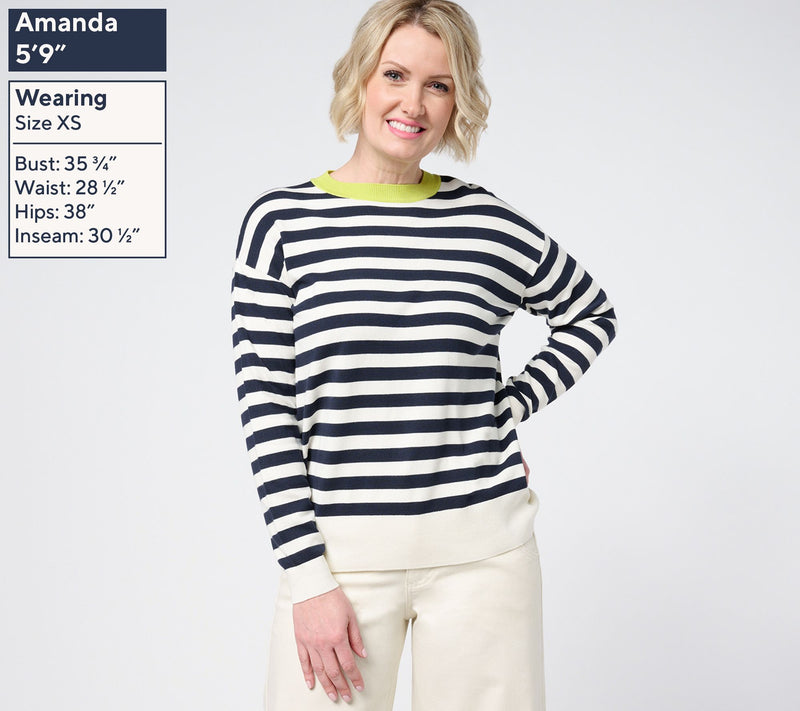 Carla Rockmore Collection Contrast Trim Striped Sweater — View 3