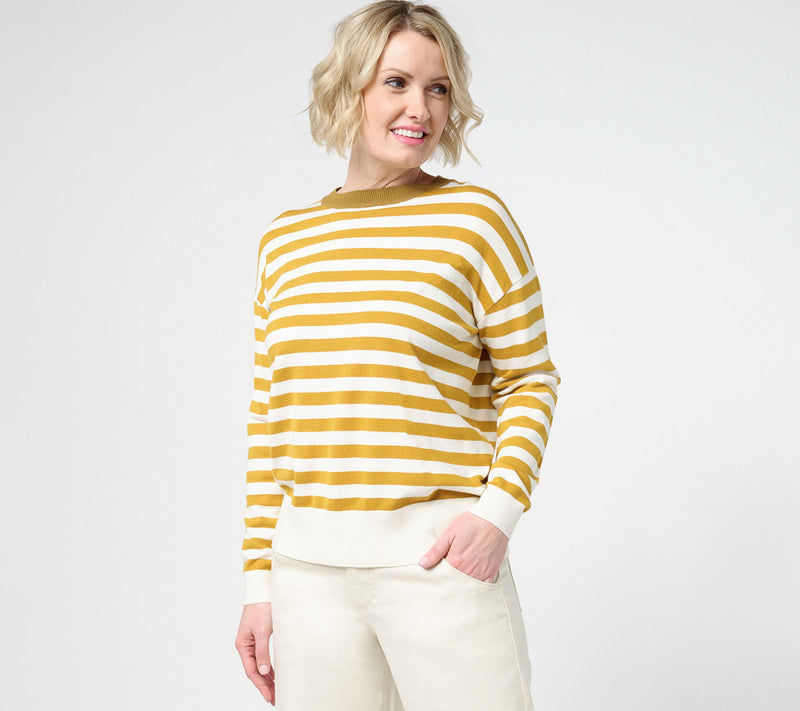 Carla Rockmore Collection Contrast Trim Striped Sweater — View 11