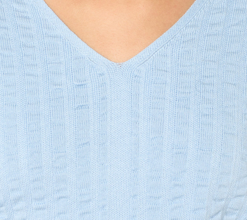 Joan Rivers Cotton Seersucker V-Neck Sweater — View 6