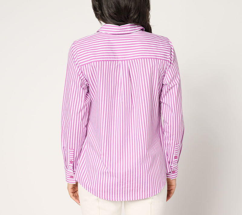 Joan Rivers Red Carpet Button Front Cotton Shirt w/ Embellishment — View 6