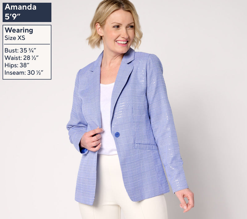 Joan Rivers Red Carpet Regular Glen Plaid Sequin Blazer — View 3